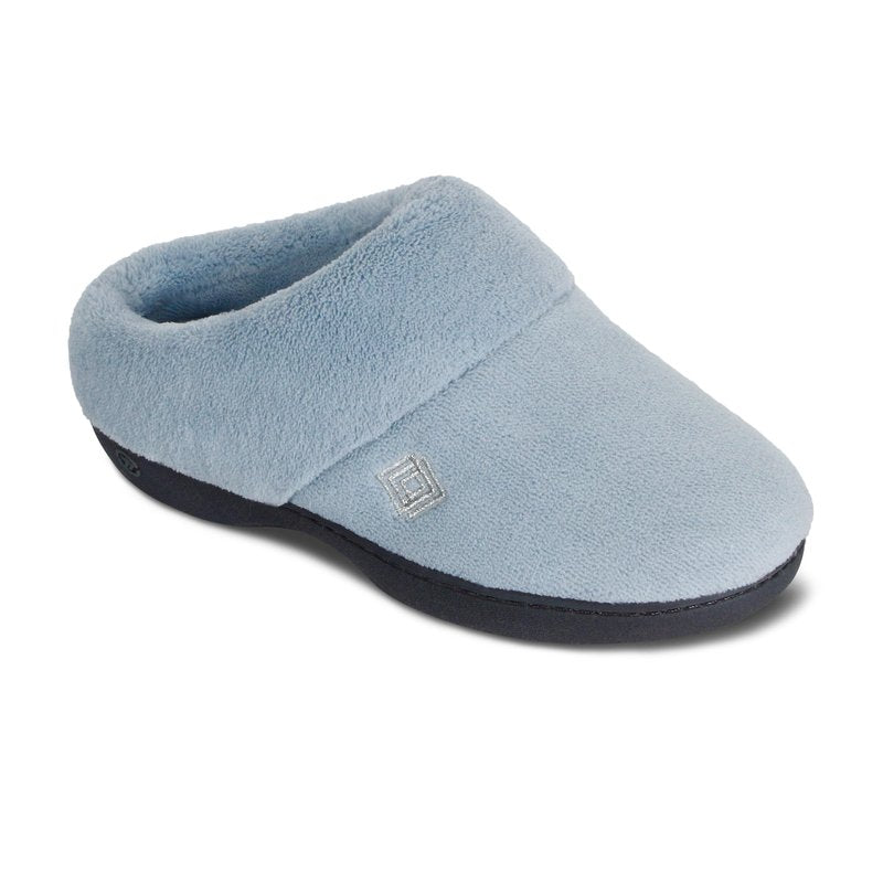 isotoner Women's Classic Clog Slippers with Memory Foam Comfort and Non-slip Sole Slipper, Blue Fog, 8.5-9