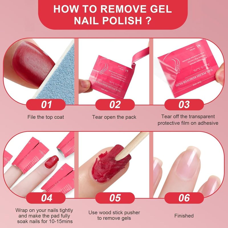 MAYEEN Nail Polish Remover Pads 100 Pack Individually Wrapped Acetone Gel Polish Remover Pads Nail Polish Remover Wipes Travel Pad For Gel & Acrylic Nails Moisturizing & Gentle