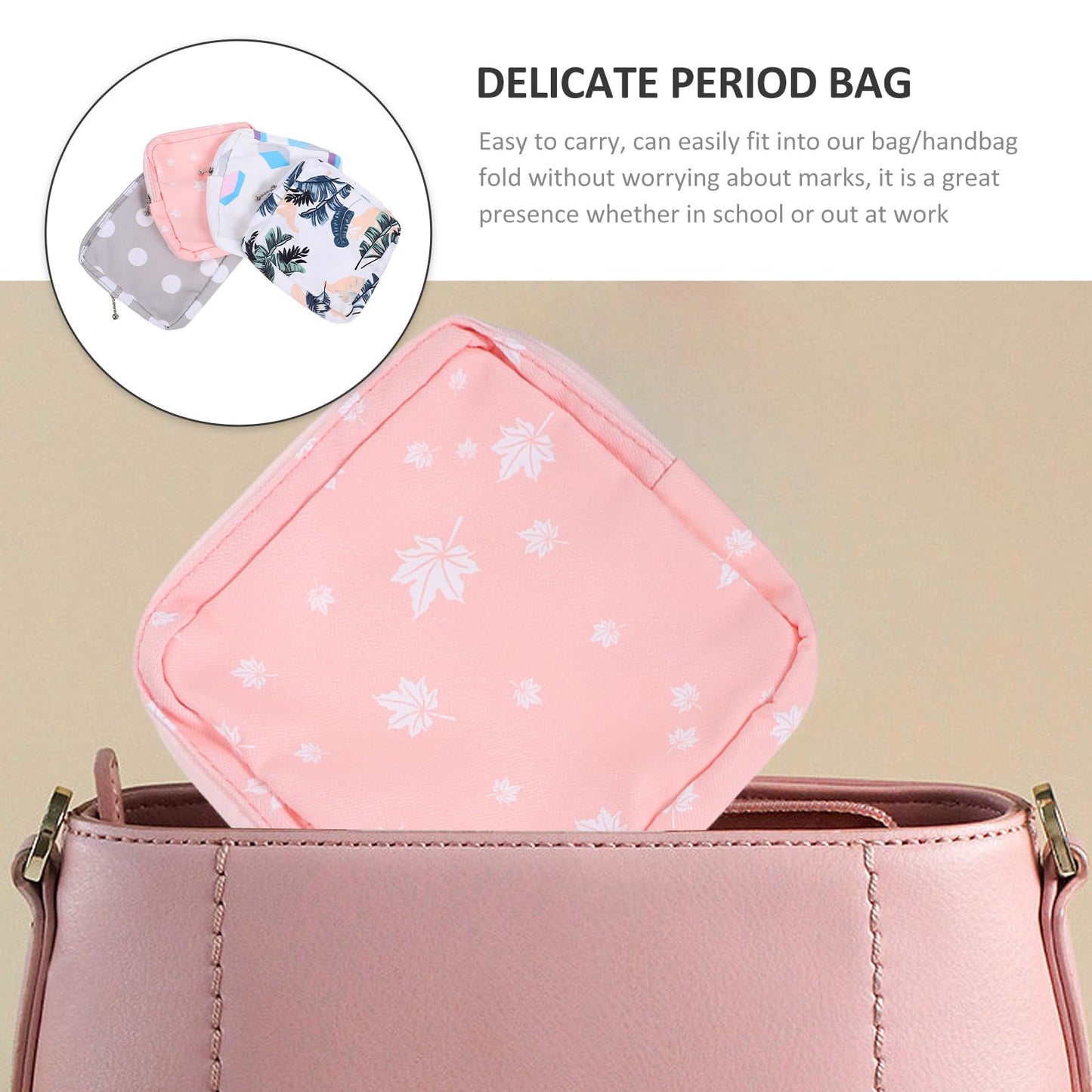 Amosfun 20Pcs Portable Sanitary Napkin Storage Bags for Teen Girls Mini Zipper Makeup Cosmetic Pouch Lightweight Polyester Pad Organizer for Travel and Daily Use
