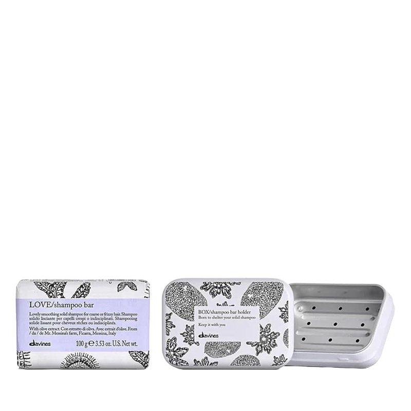 Davines LOVE Shampoo Bar for Frizzy Hair - Adds Softness & Shine | 100g + Holder Included