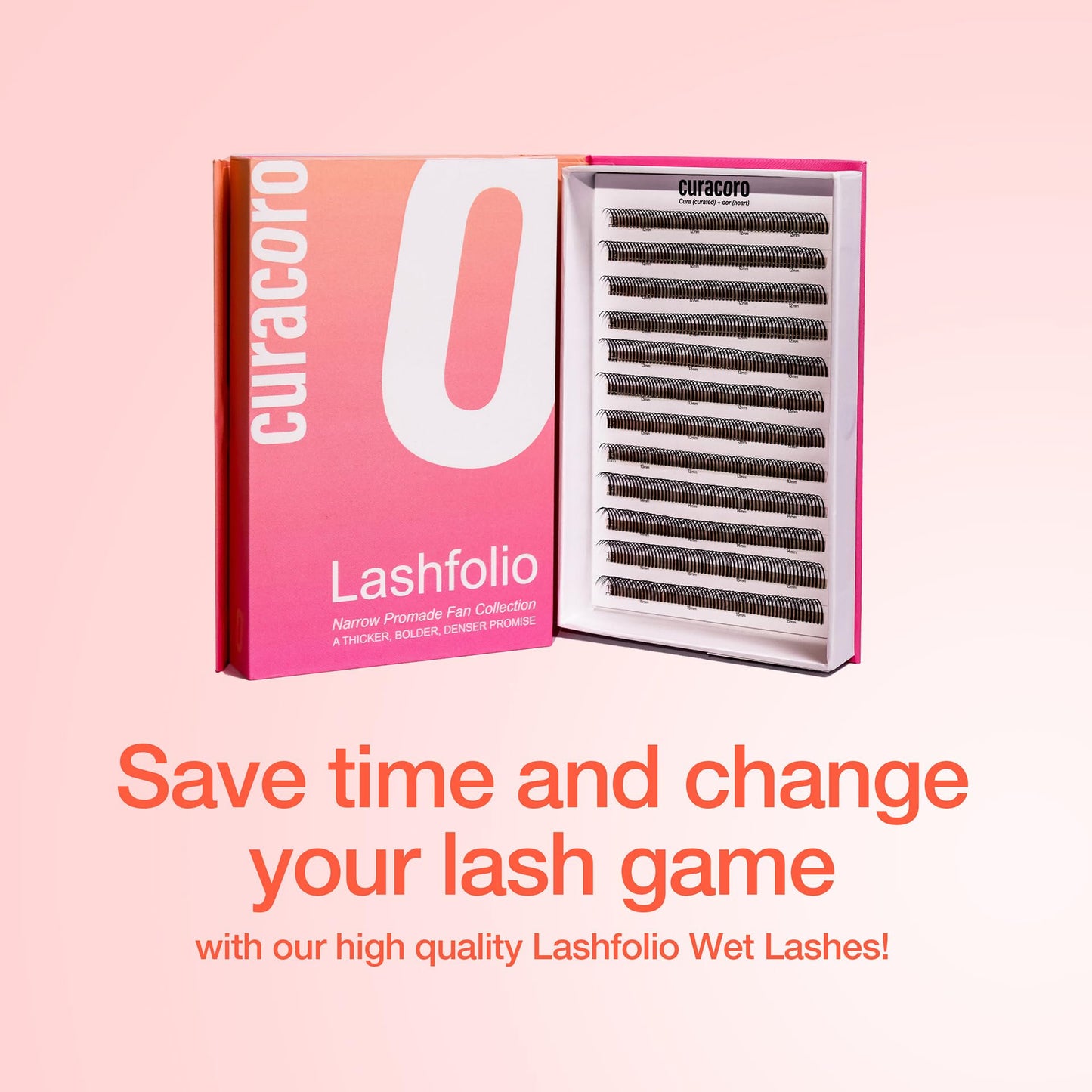 Curacoro LashFolio Wet Promade Fans, Handmade Volume Eyelashes, 5D To 10D, C CC D Curl, 0.03~0.07 mm, 8-13mm Mix Length, Professional Long-Lasting Promade Lash Fans (5D-0.07 D 8mm-13mm)
