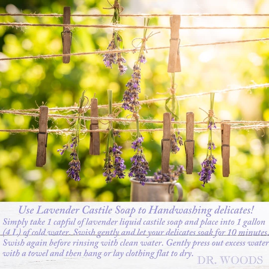 Dr. Woods Lavender Liquid Castile Soap - Castile Soap with Pure Lavender Oil, Body Wash for Men and Women, Natural Cleanser for Face, Hands, and Body - 32 Fl Oz, Pack of 2