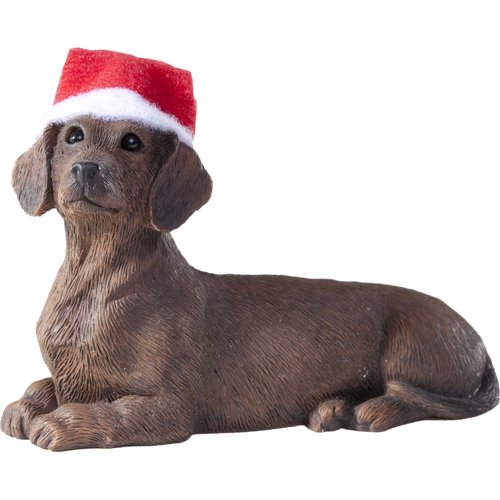 Sandicast Red Dachshund with Santa Hat Christmas Ornament