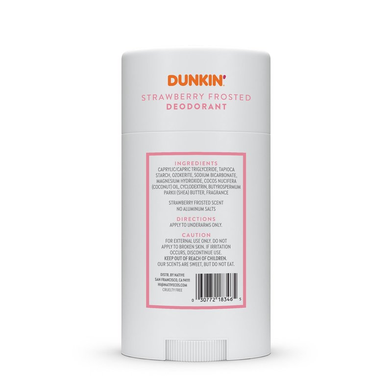 Native Deodorant | Limited Dunkin Donuts Edition | Aluminum Free with Baking Soda, Probiotics, Coconut Oil and Shea Butter | Strawberry Frosted 2.65oz