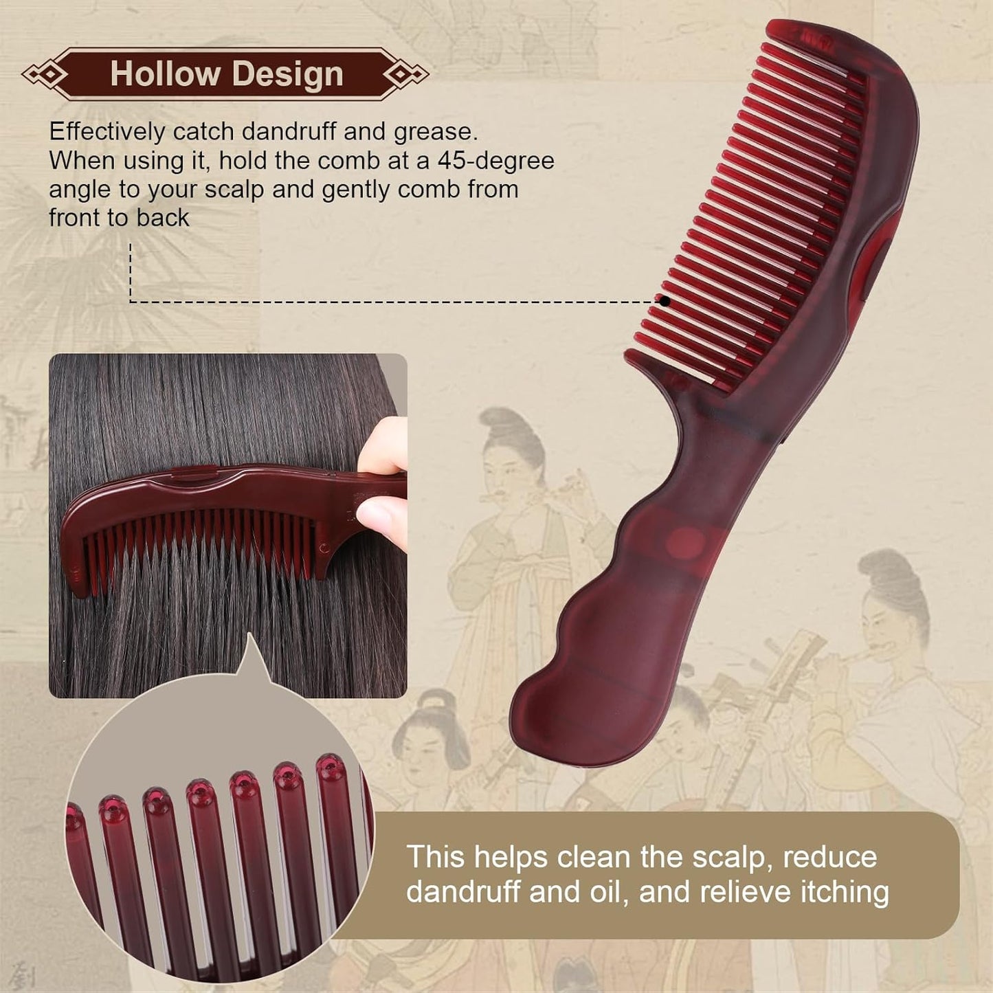 Patented Anti Dandruff Comb & Stainless Steel Fine Tooth Comb Kit, Dandruff Remover, Scalp Sweep Detoxing, Massage Dandruff Removal Brush for Scalp Build Up