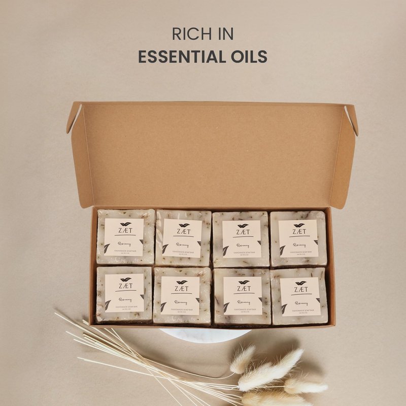 8-Pack Rosemary Bar Soap – Made with Rosemary Leaves, Olive Oil and Coconut Oil - Luxury Handmade Soap Bar for Face, Body and Hands - Gently Cleanses and Hydrates All Skin Types- For Men and Women