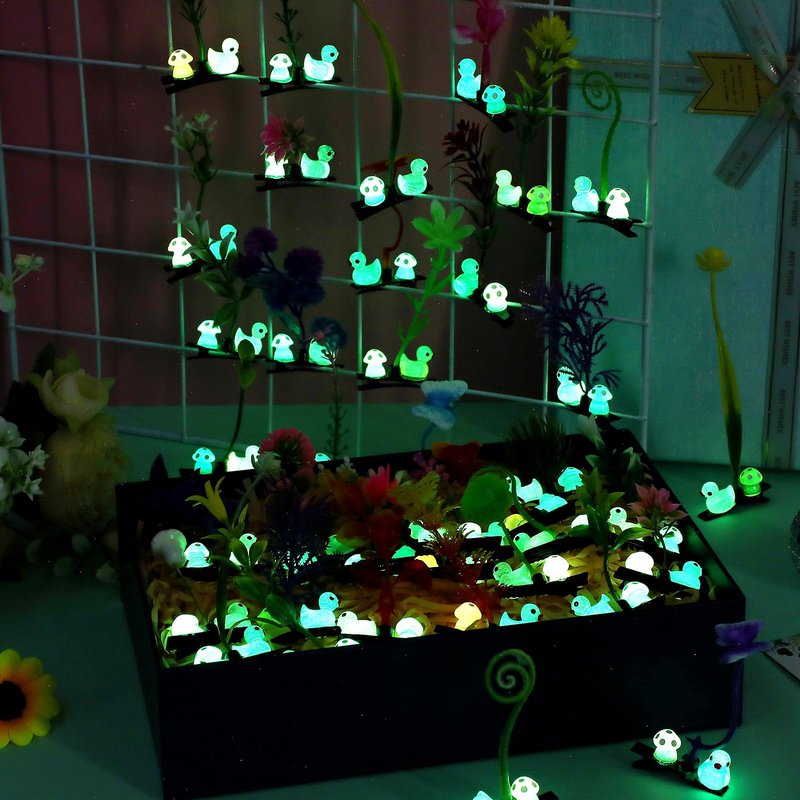 Tigeen Glow Rave Trinkets Festival Duck Hair Clip with Bean Sprout Mushroom Sprout Hairpins Holiday Funny Plant Flower Hair Accessories for Women Music Festival(100 Pcs,Mixed Plant)