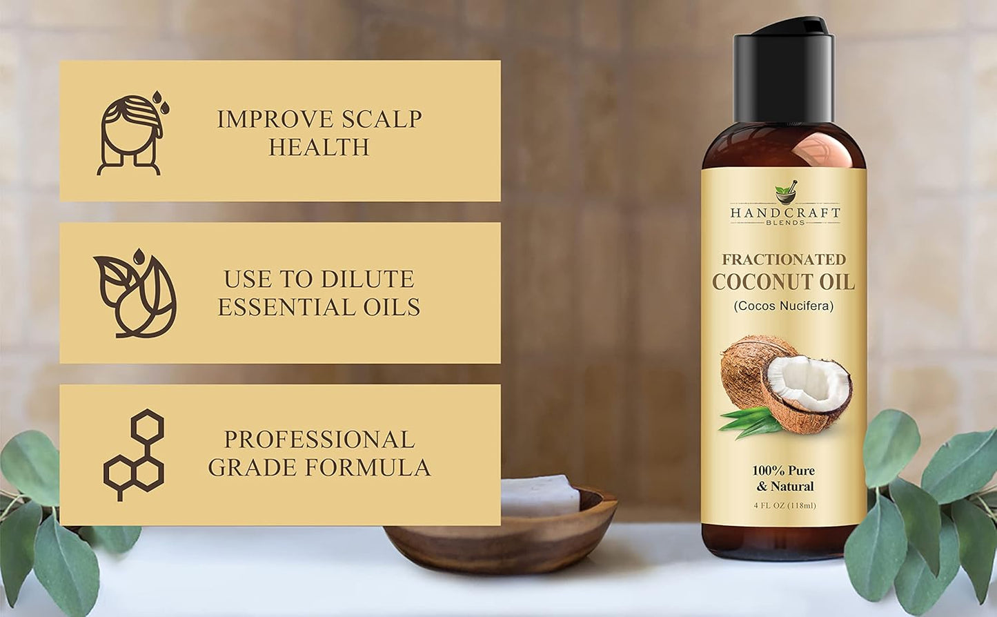 Handcraft Blends USDA Organic Jojoba Oil - Cold-Pressed 4 Fl Oz - 100% Pure and Natural - Premium Grade Carrier Oil for Skin and Hair - Hair and Body - Massage - Hexane-Free