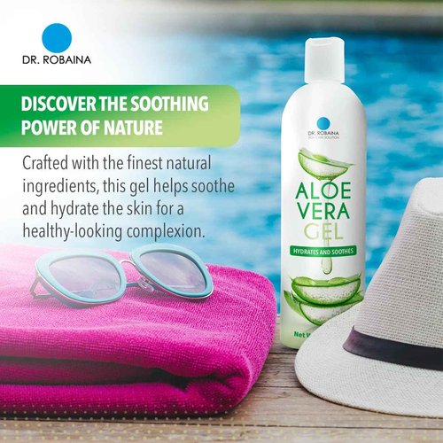 Dr. Robaina Natural Aloe Vera Gel with Emu Oil – Hydrating & Soothing Daily Skin Care for Dry Skin, Sun-Exposed Comfort & Irritation Relief – Non-Greasy, Quick-Absorbing – 12 oz | Made in USA