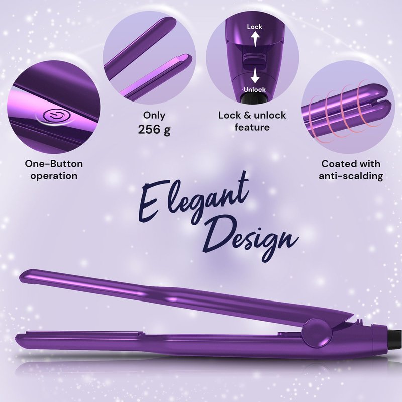 Manelix 0.3 Inch Super Slim Mini Flat Iron for Short Hair, Hair Straightener and Curler 2 in 1, Dual Voltage PTC and Ceramic Small Flat Iron