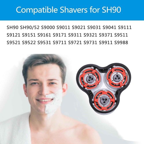 SH90/62 Blades Compatible with Philips Norelco Series 9000 Replacement Heads,Upgrade Sh90 Replacement Heads Shaver for Norelco Series 9000(S9xxx) Electric Razor Shaver,Double-Layer Blades