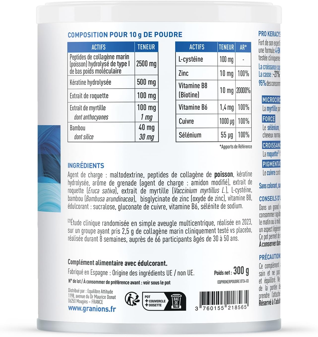 Hair Growth Supplements Powder - 35,000 mcg Biotin, Collagen & Keratin for Strength & Thickness | 10.5 oz