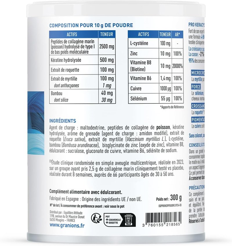 Hair Growth Supplements Powder - 35,000 mcg Biotin, Collagen & Keratin for Strength & Thickness | 10.5 oz