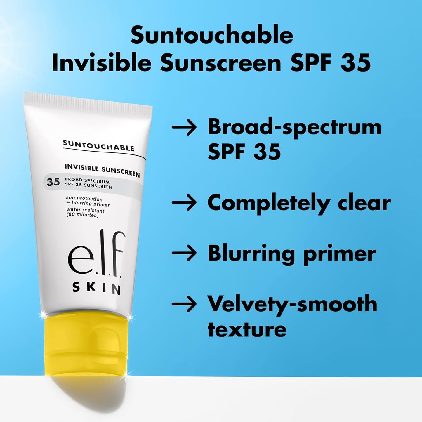 e.l.f. SKIN Suntouchable Invisible SPF 35 Mini, Lightweight, Gel-based Sunscreen For A Smooth Complexion, Doubles As A Makeup Primer, Vegan & Cruelty-Free