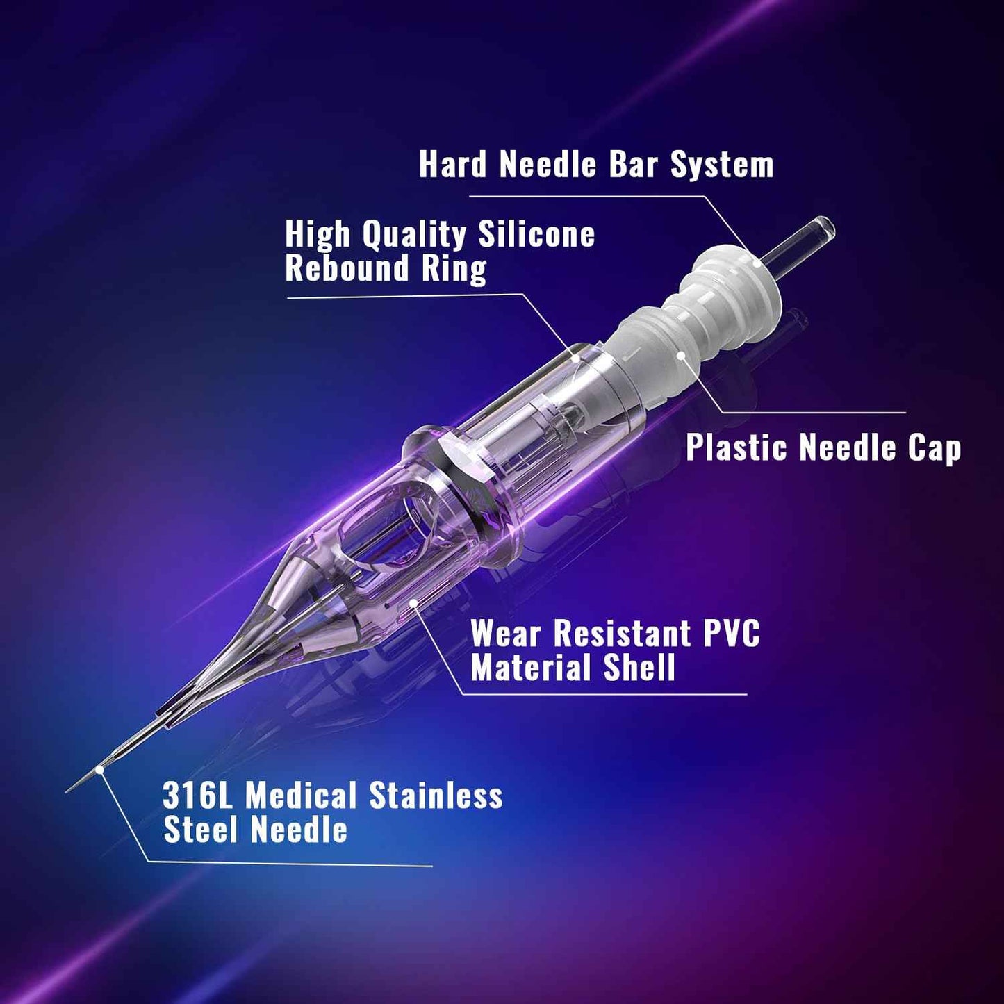 OFEYLE Tattoo Cartridge Needles 50PCS Assorted Mixed Size Round Liner Shader Magnum 3RL 5RL 7RL 9RL 5RS 7RS 9RS 9RM 11RM 7M1 Disposable Tattoo Needles with Membrane for Rotary Tattoo Machine Pen Gun