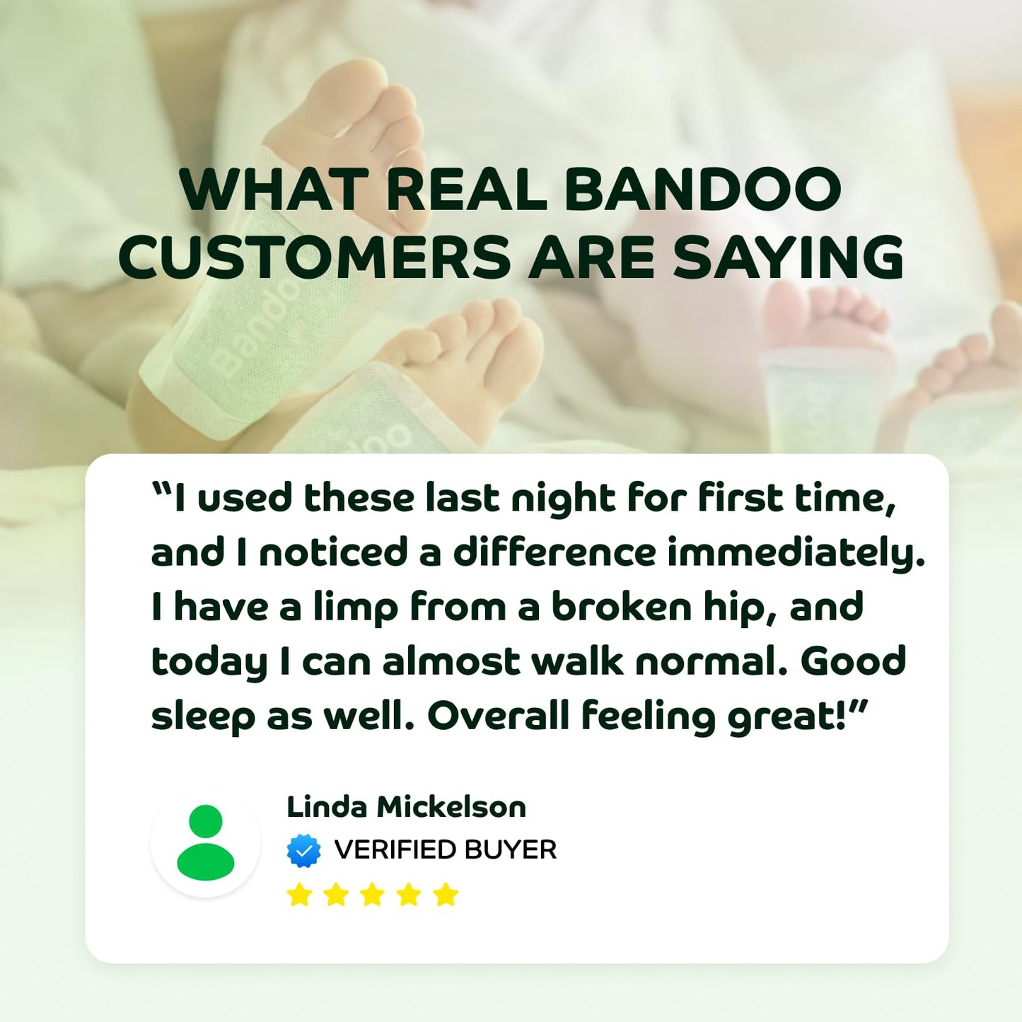 Bandoo Original Foot Pads – Premium Natural Foot Care Pad, Comfortable Overnight Application for Men & Women - 10 Count