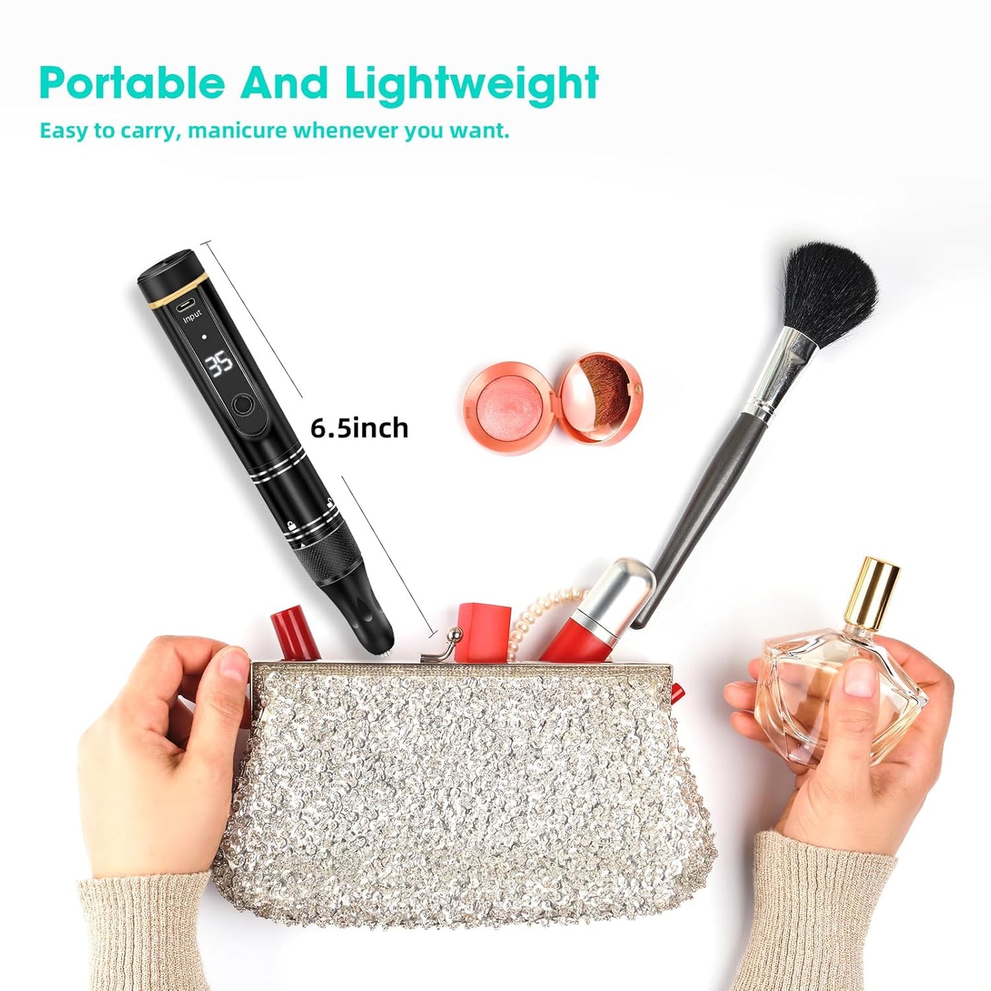Cordless Nail Drill - 35000RPM Rechargeable Electric Nail File Kit for Acrylic Gel Nails | Professional Manicure & Pedicure Tool