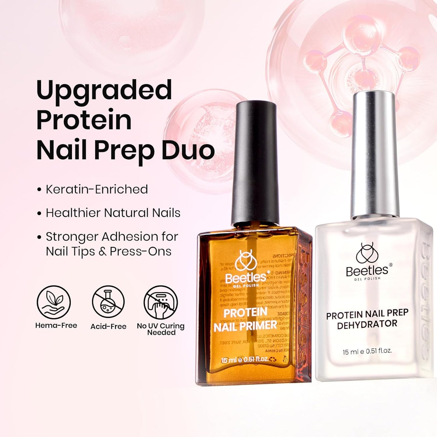 beetles Gel Polish Gel No Wipe Base Coat,15ml for Gel Nail Polish Soak Off LED Nail Lamp Gel Base Coat Upgraded Formula Long-Lasting DIY Home and Nail Salon