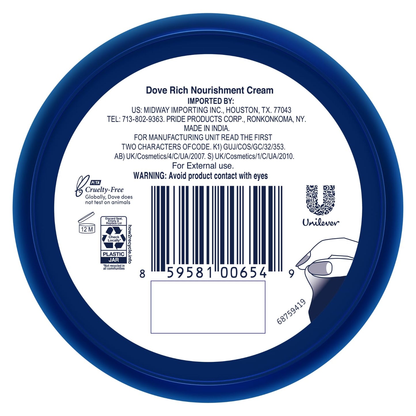 Dove Nourishing Body Care, Face, Hand, and Body Rich Nourishment Cream for Extra Dry Skin with 48-Hour Moisturization, 4-Pack, 2.53 Oz Each Jar