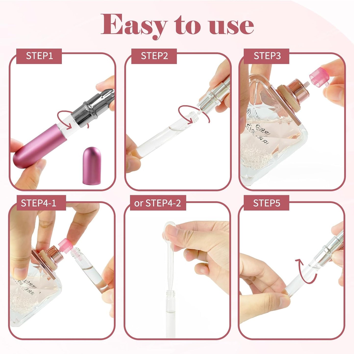 4pcs Mini Perfume Travel Bottle, Perfume Atomiser Refillable, 5ML Spray Bottles, Portable for Travel Holiday, Outdoor Activities and Business