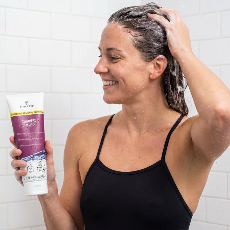 TRIHARD Swimmers Shampoo Extra Boost | Removing Chlorine and Hard Water Negative Effects | Specialized Swim Shampoo (Pool Kit)