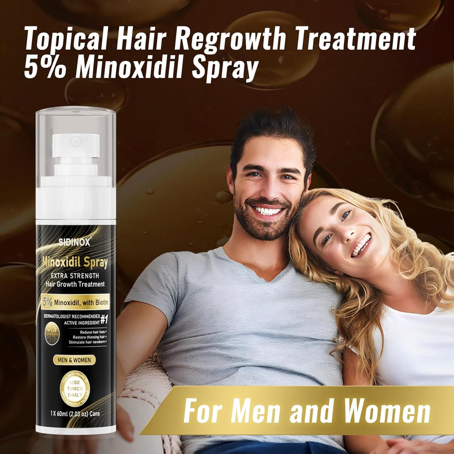 Minoxidil Spray for Hair Growth - Extra Strength 5% Formula with Biotin & Castor Oil | 4-Month Supply (4 Pack, 8.12 oz)