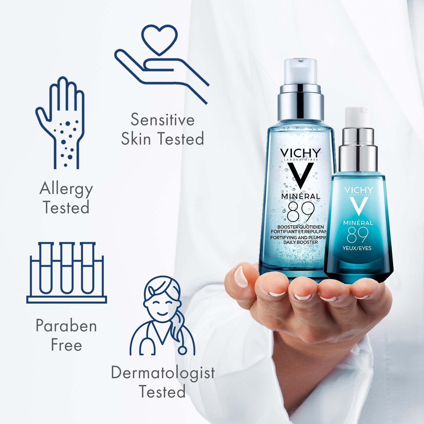 Vichy Mineral 89 Fortifying & Hydrating Daily Skin Booster, Pure Hyaluronic Acid Serum For Face, Plumps & Hydrates, Repairs Skin Barrier, Lightweight Moisturizing Gel, Fragrance Free & Oil-Free