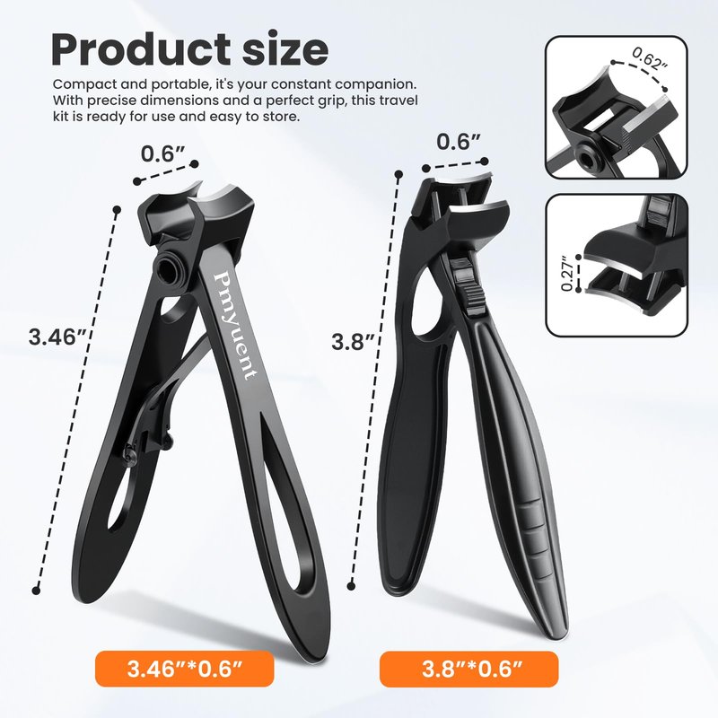 Extended Toenail Clippers Set for Thick Toenails, Long Handled Toenail Clippers for Seniors, Wide Jaw Opening Fingernail Clippers with Catcher, Ergonomic Heavy Duty Cutter for Men Women
