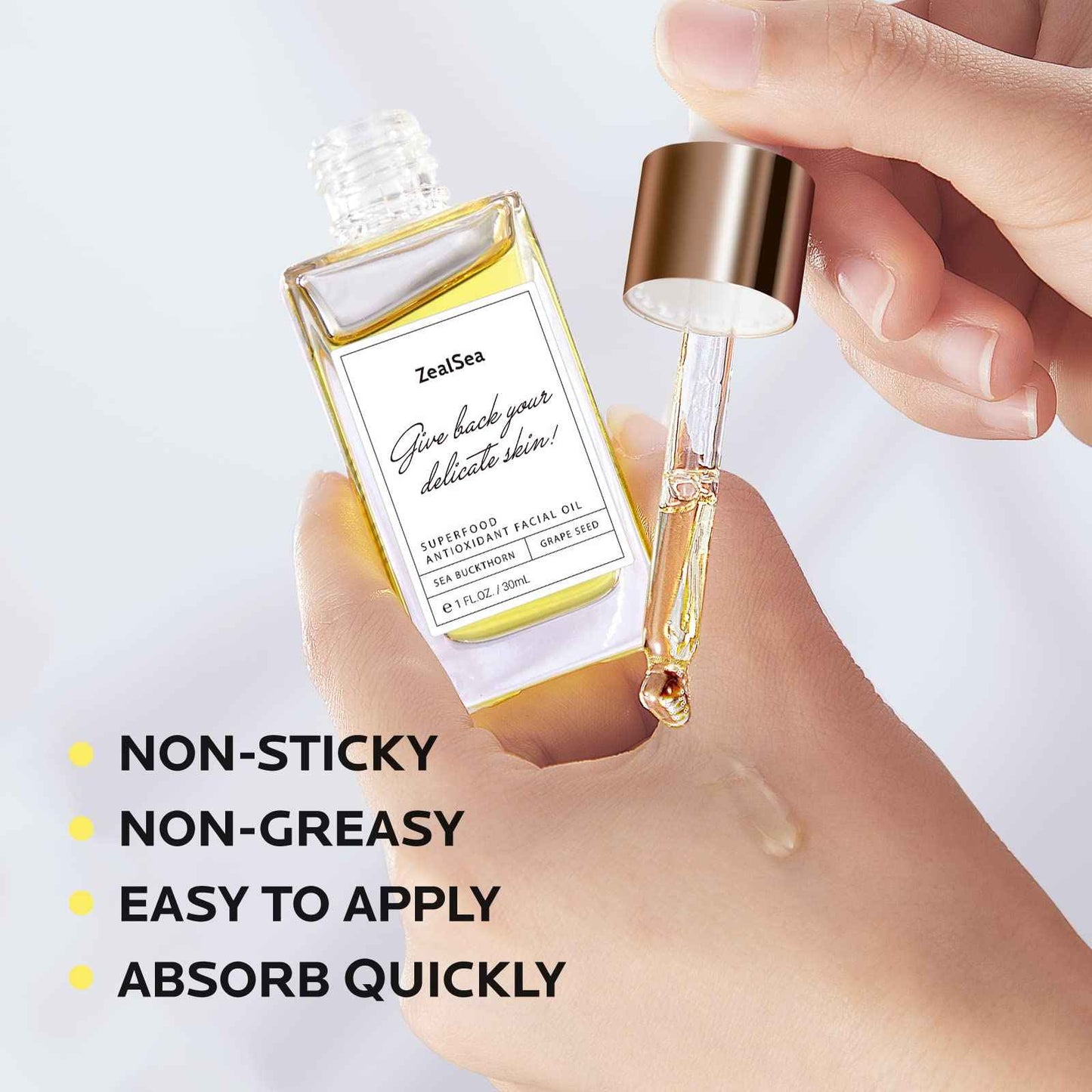 ZealSea Superfood Antioxidant Face Oil: Facial Oil with Antioxidant Rich Plant-Based Oils Hydrating Moisturizing and Smooth Dry Skin Care Gua Sha Massage Skin Therapy Oil for Women Men, 1 Fl Oz