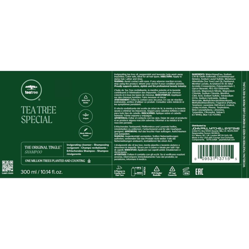 Tea Tree Special Shampoo Deep Cleans, Refreshes Scalp Hair and Body Moisturizer Leave-In Conditioner, Body Lotion, For All Hair + Skin Types, 10.14 fl oz, Set