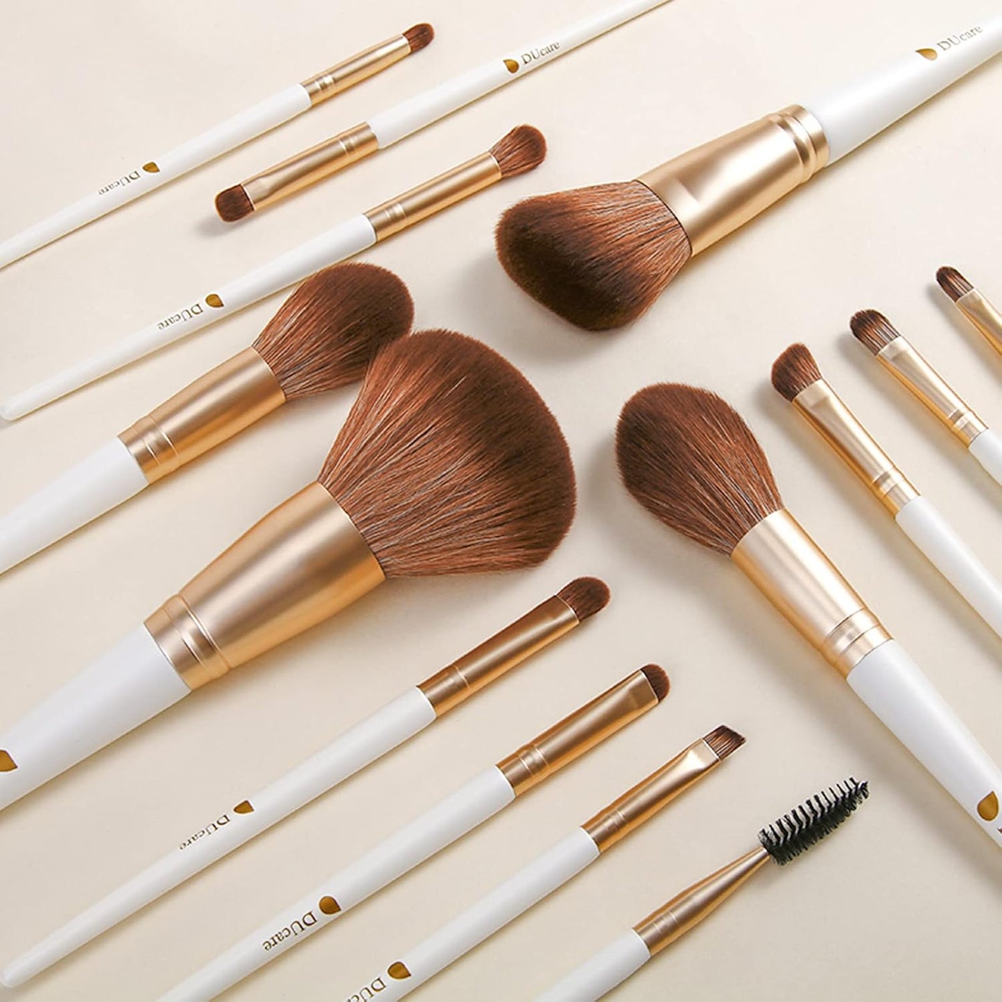 Makeup Brushes Set - 14Pcs Professional Synthetic Brush Kit for Blush, Foundation, Eyeshadow | Includes Makeup Bag, White