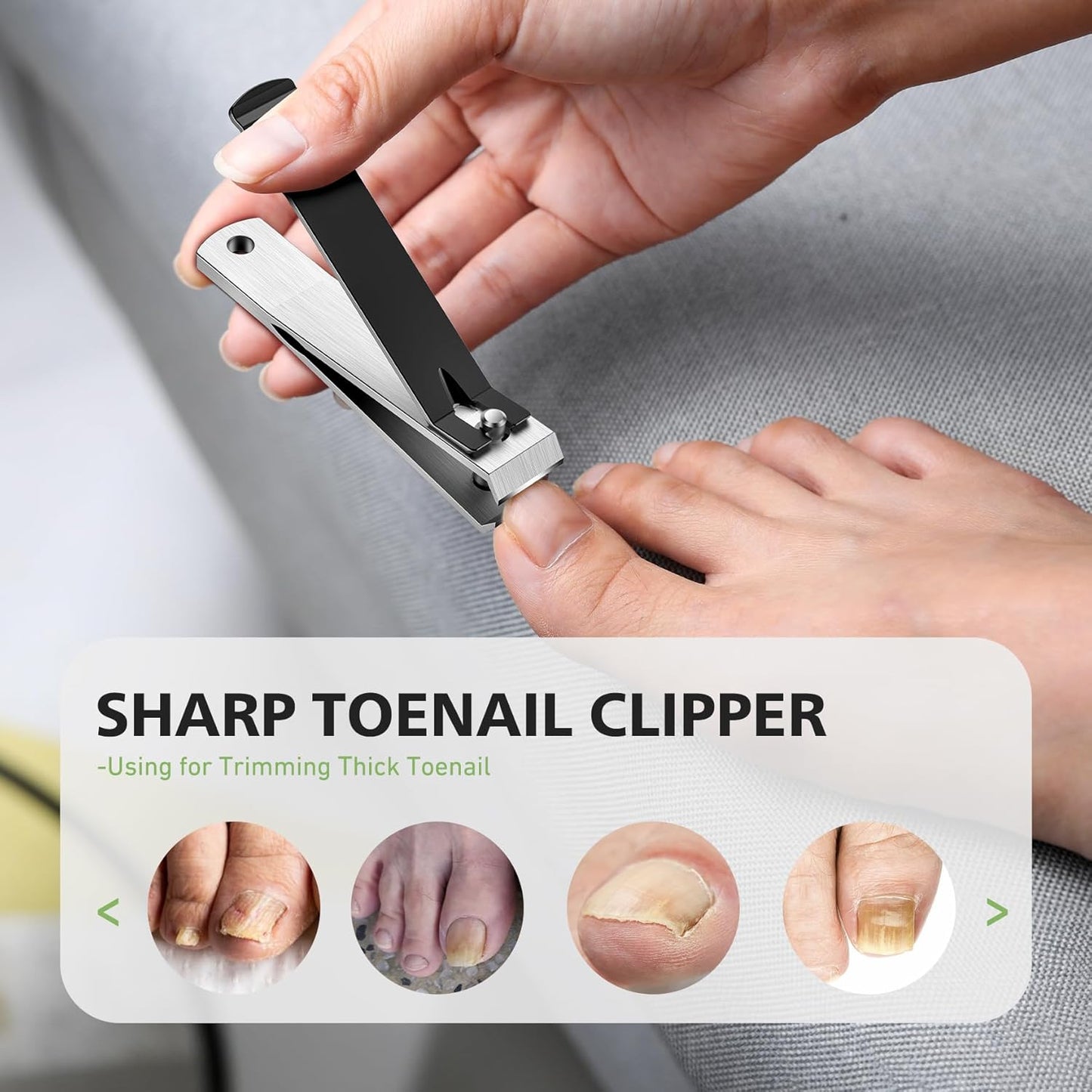 Heavy Duty Straight Blade Nail Clippers for Thick Toenails, Professional Stainless Steel Fingernail Toenail Clippers Trimmers - Thick Wide Jaw Toe Nail Clippings for Seniors, Men & Women (Black)