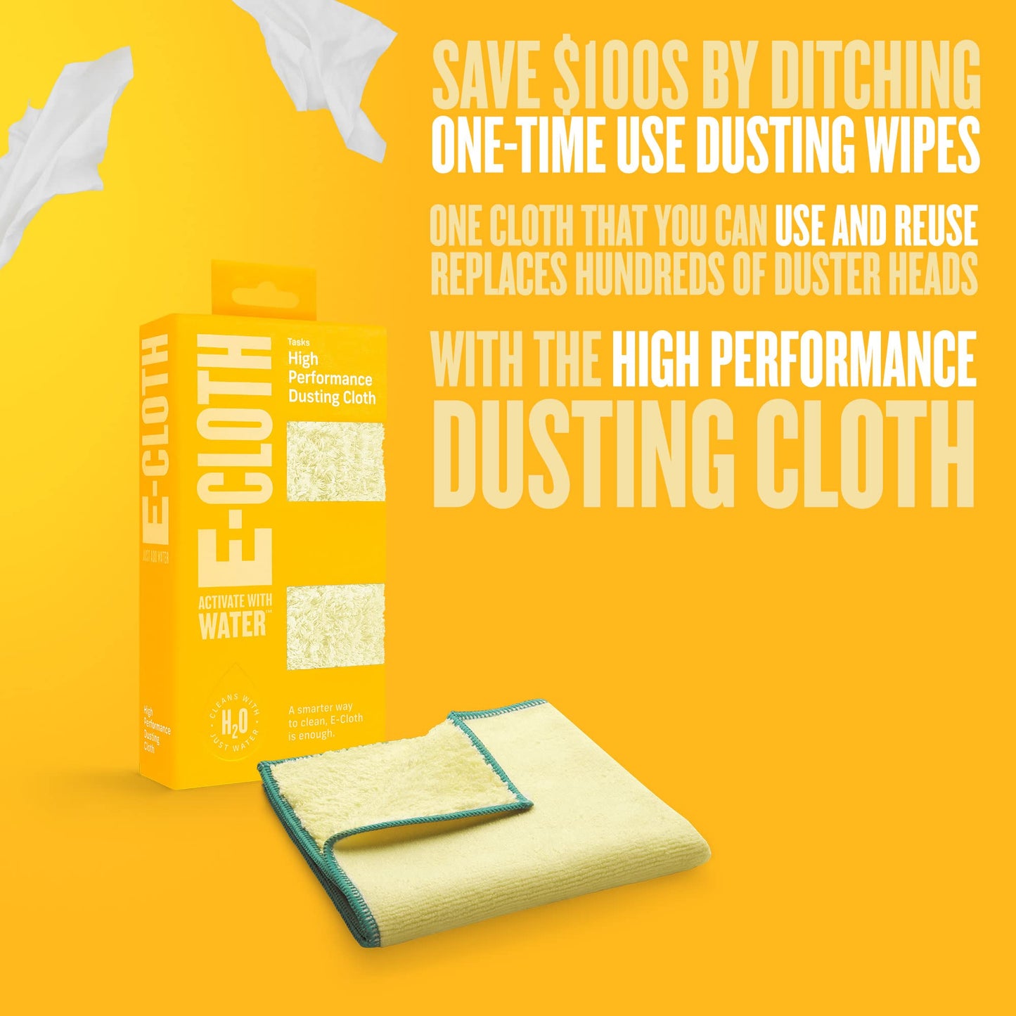 E-Cloth High Performance Dusting Cloth, Reusable Premium Microfiber Cloth for Dusting, 100 Wash Guarantee, 1 Pack