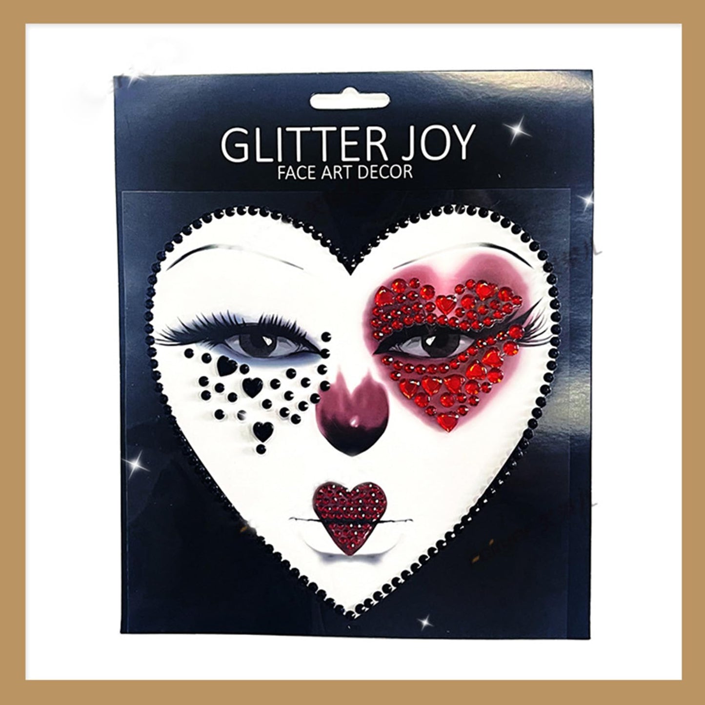 2 Pieces Spades A Heart Face Gems Makeup Tattoo Stickers Self Adhesive 3D Rhinestone Jewels Glitter Tattoo for Halloween Carnival Rave Party
