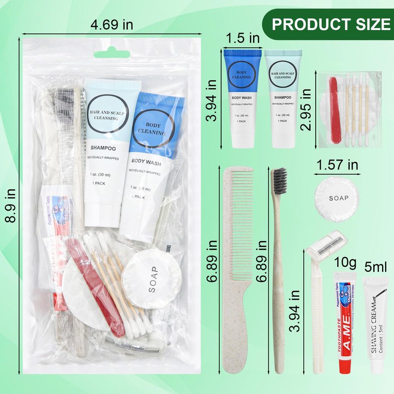 Toiletry Kits Homeless Personal Hygiene Care Package Kits Supplies In Bulk, Disposable Travel Size Essential Women Men Toiletries Set for Hotel, Charity, Camping, Travel (20 Pack)