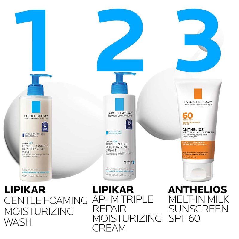 La Roche-Posay Lipikar AP+ Gentle Foaming Body Wash - Moisturizing Formula with Shea Butter & Niacinamide for Dry Skin | Eczema-Friendly