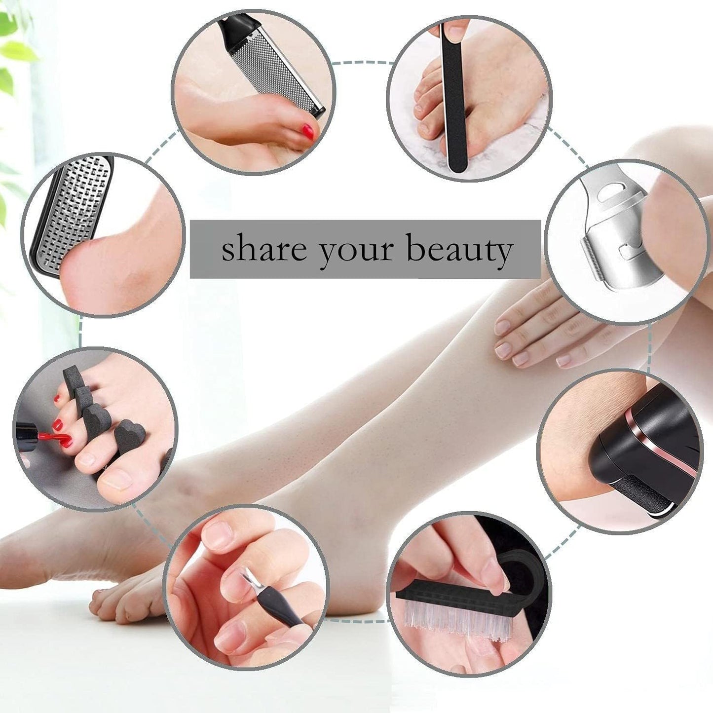 Electric Foot Callus Remover - 3 Roller Heads, 2 Speed Rechargeable | Waterproof Pedicure Tool for Hard Skin Care