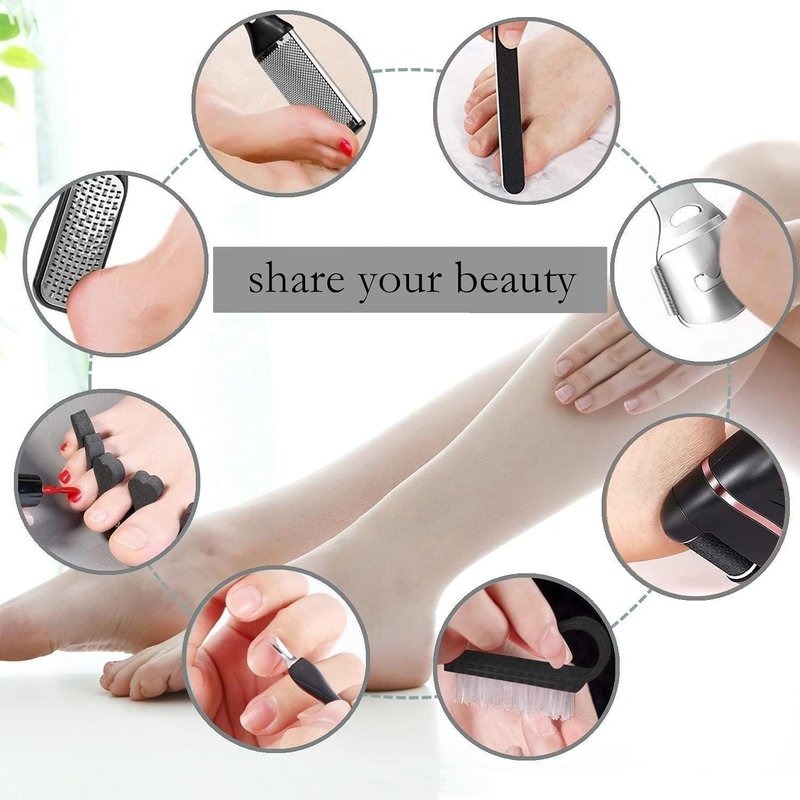 Electric Foot Callus Remover - 3 Roller Heads, 2 Speed Rechargeable | Waterproof Pedicure Tool for Hard Skin Care