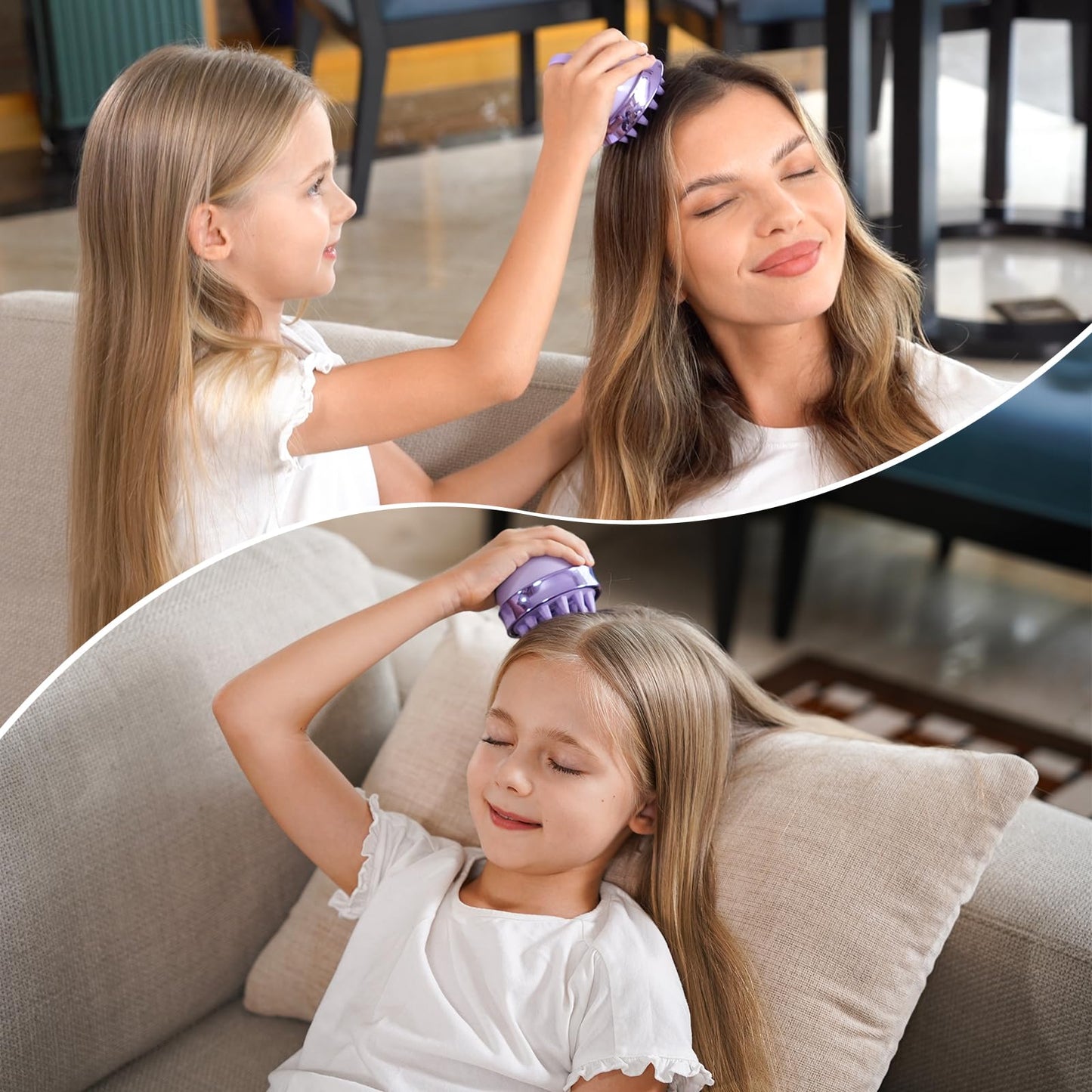SHINLEA 2 in 1 Scalp Massager Hair Growth,Scalp Scrubber with Soft Silicone Bristles for Dandruff Removal,Shampoo Brush for Exfoliation,Head Massager for Both Wet and Dry Use (Purple) 