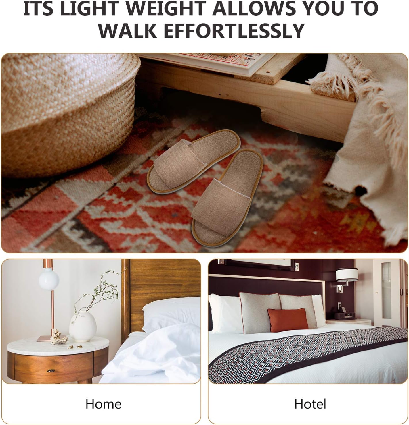 Disposable Travel Slippers - Open Toe Nonslip Indoor Spa Footwear | 6 Pairs for Guests
