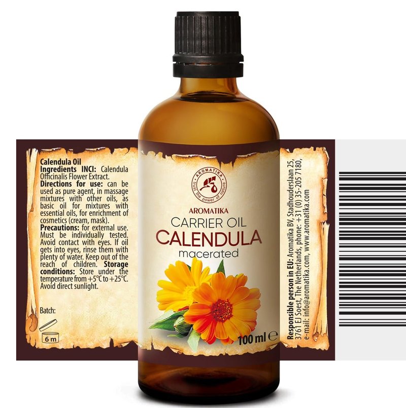 Calendula Oil Set - 100% Pure & Natural Marigold Oil - Infused Almond Oil - 6.8 Fl Oz Total