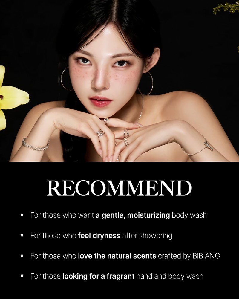 BiBiANG New York in Tilly Body Wash - Korean Body Care for Cleansing & Moisturizing - Hydrating Body Care Formula with Floral Lily Scent, Honey Propolis & Chamomile - 10.82 fl.oz