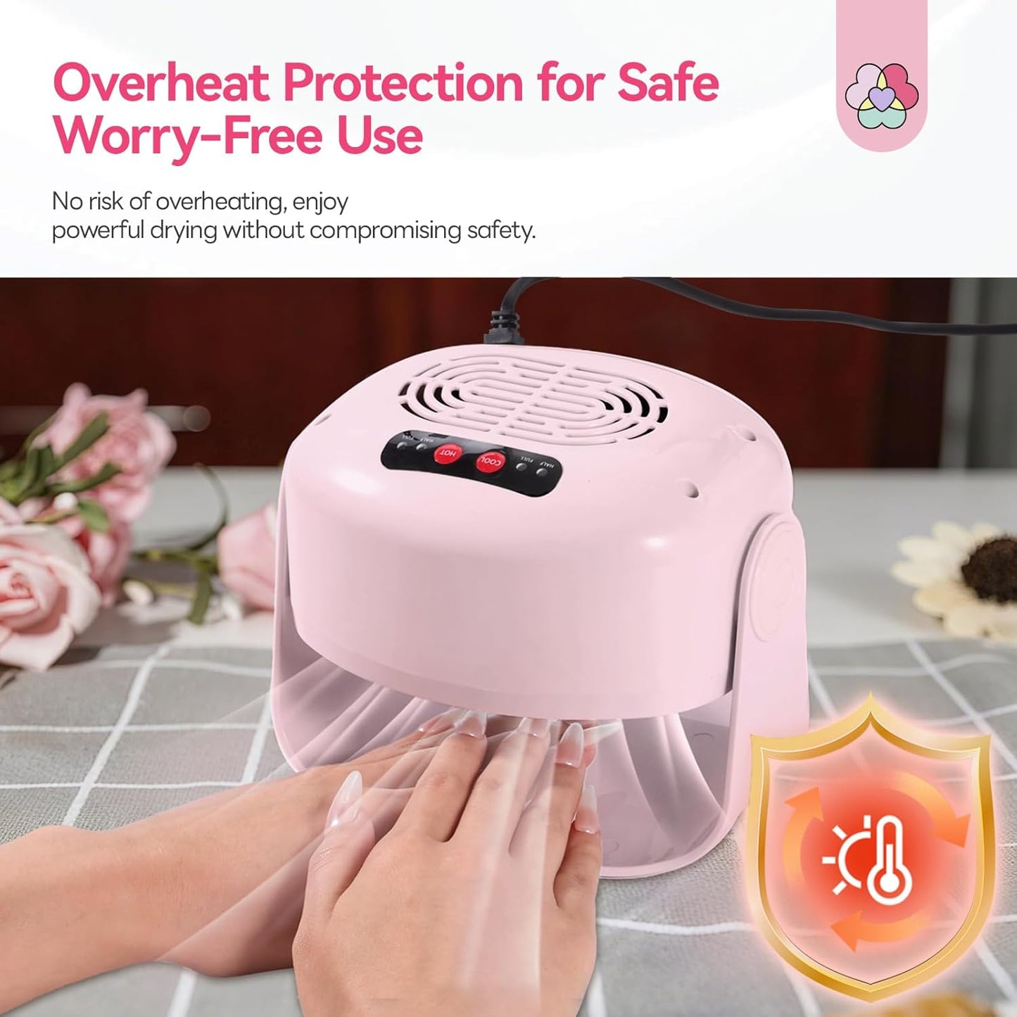 SAVILAND 600W Nail Dryer - Fast Drying Pink Nail Polish Machine with Adjustable Angle & Dual Heating Modes | Ideal for Gel & Regular Polish