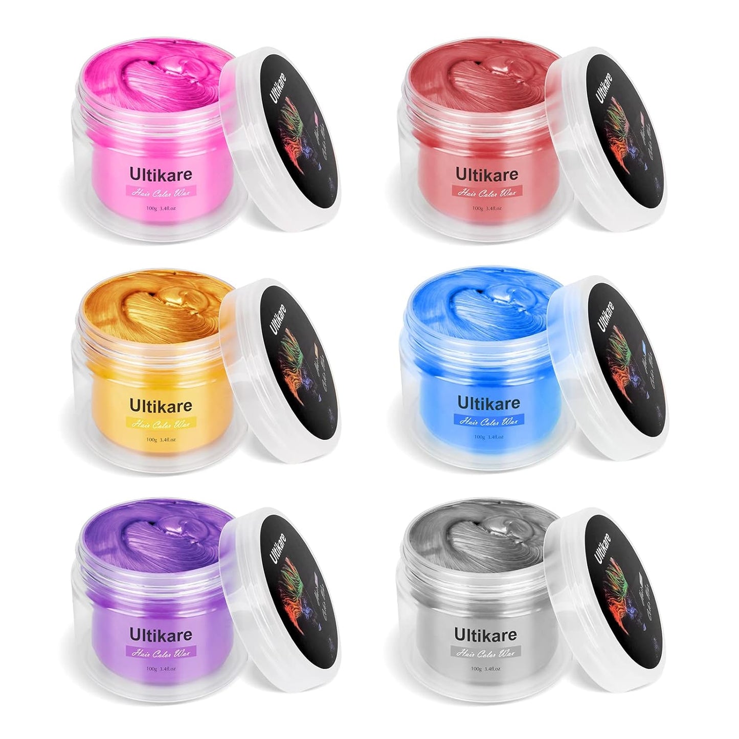 Temporary Hair Color for Kids, Ultikare Orange Hair Dye Washable Natural Hair Wax Color Chalk Mud Cream DIY Hairstyle Clay For Dark Hair Halloween, Cosplay, Party, Christmas Gift Girls 3.4 Fl Oz