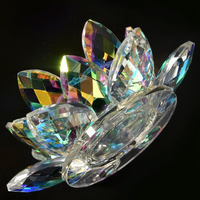 KADS Nail Art Dappen Dish with Lid Lotus Flower Shape Crystal Nail Dish Nail Art Liquid Powder Dish Bowl for Nail Art Manicure Care Tools Colorful