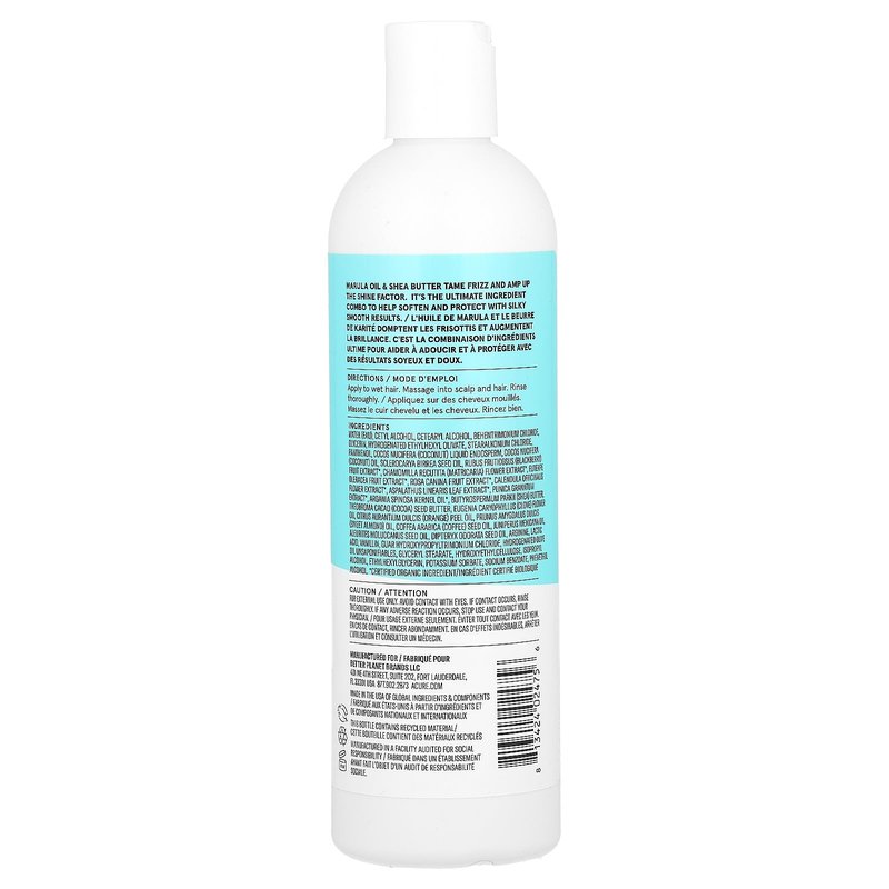 Acure Smooth + Glow Conditioner | Featuring Marula Oil & Shea Butter to Tame Frizz & Amp Up The Shine Factor, 12 Fl Oz