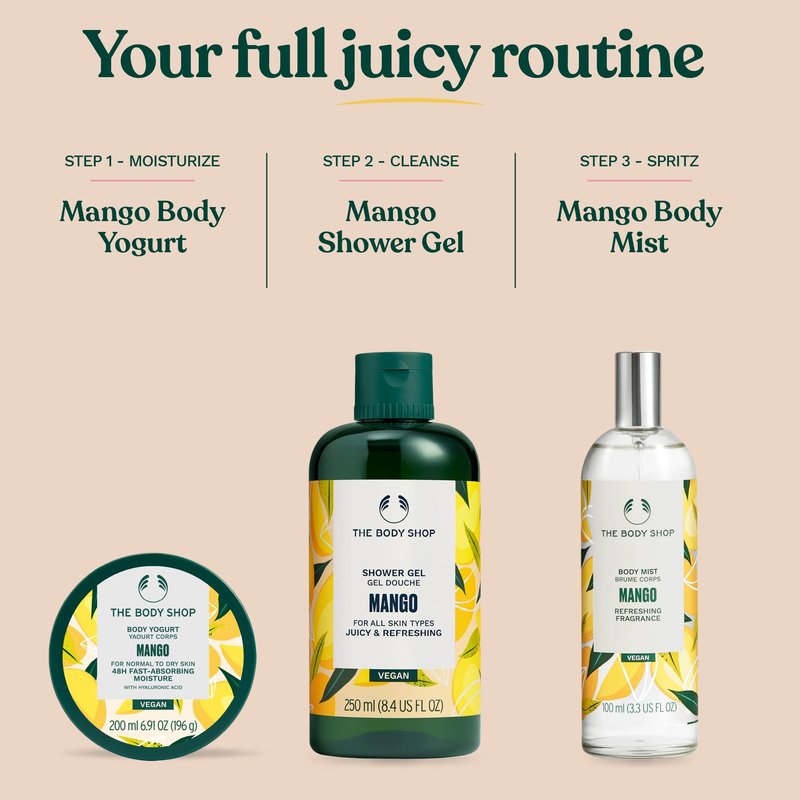 The Body Shop Mango Body Yogurt – Instantly Absorbing Hydration from Head to Toe – For Normal to Dry Skin – Vegan – 6.91 oz
