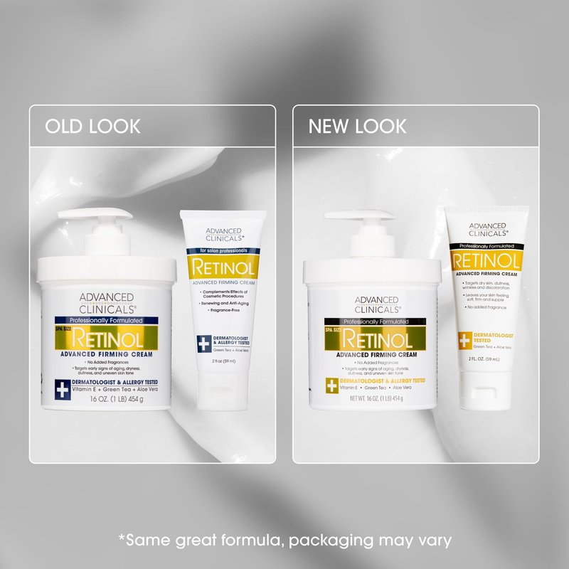 Advanced Clinicals Retinol Body Lotion & Face Moisturizer | Anti Aging Skin Care Retinol Body Cream For Women & Men Improves Appearance Of Fine Lines, Wrinkles, & Look Of Crepey Skin, W/Travel Size