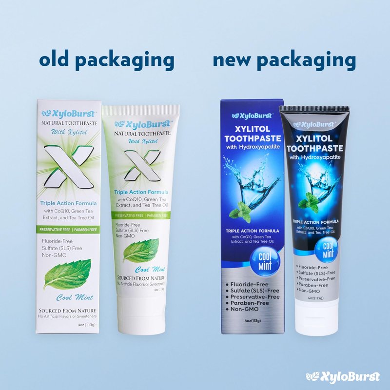 XyloBurst Hydroxyapatite Toothpaste with Xylitol - Fluoride-Free Hydroxyapatite Toothpaste, SLS-Free, Paraben Free, Cruelty Free, Made in the USA, Cool Mint, 4 oz Tube (3 Tubes)