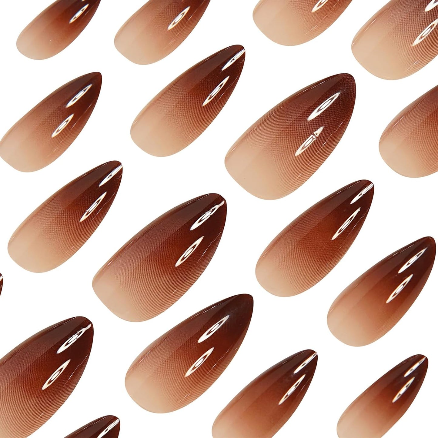 French Tip Almond Press-On Nails with Gold Bow | Reusable Glossy Acrylic False Nails for Women